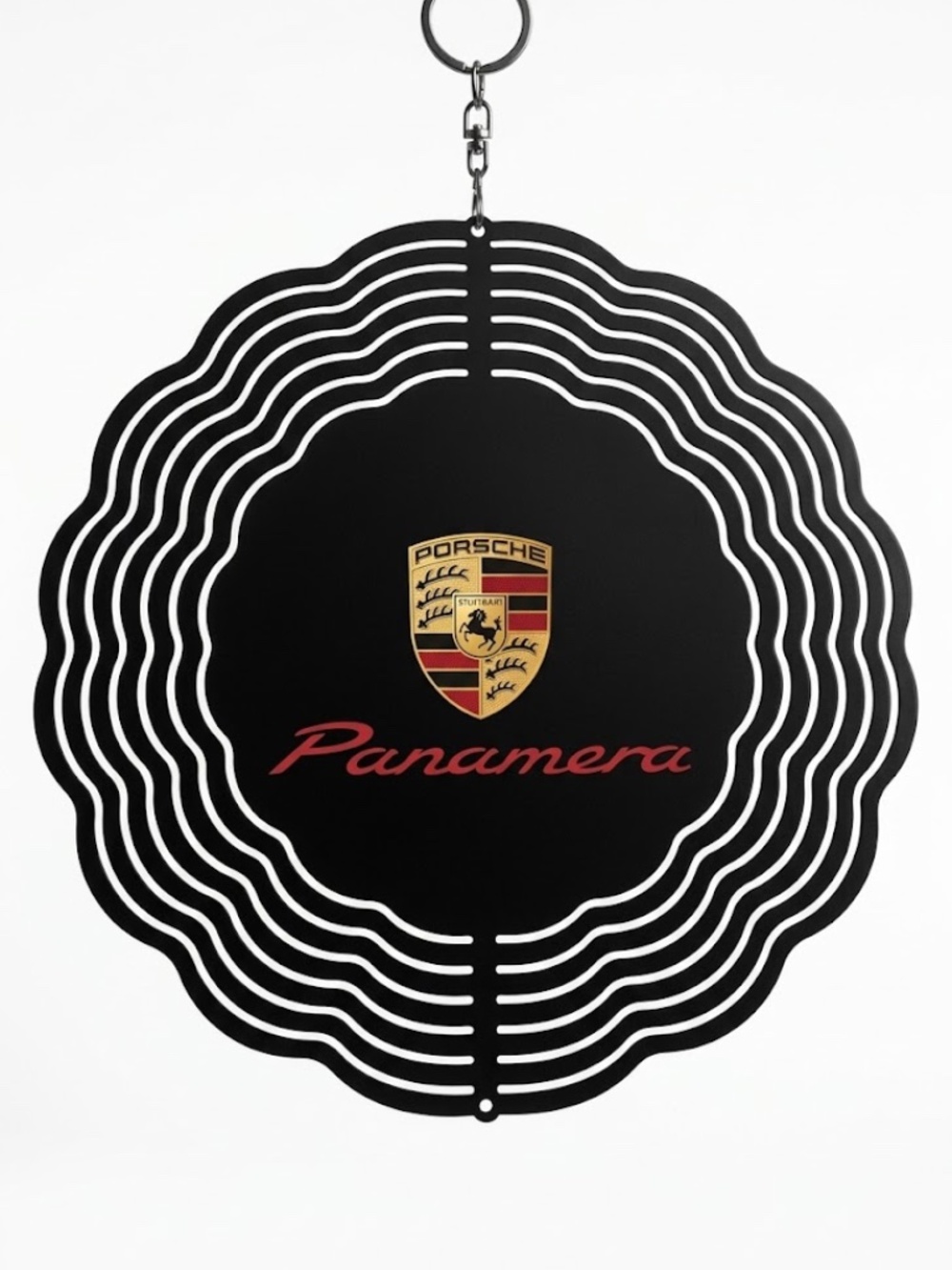 10" Porsche Panamera Kinetic Wind Spinner - Red Black Metal Hanging Yard Decor